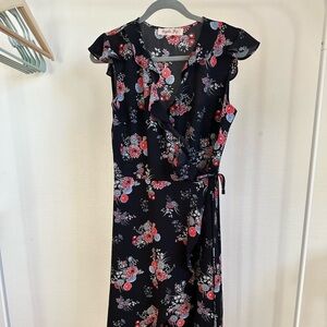 Magnolia Black and Pink Floral High Low Dress